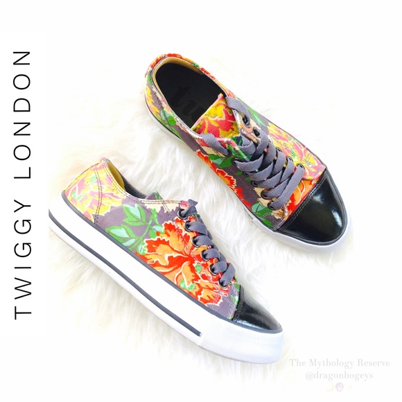 twiggy LONDON Shoes - Twiggy London Satin Floral Sneakers